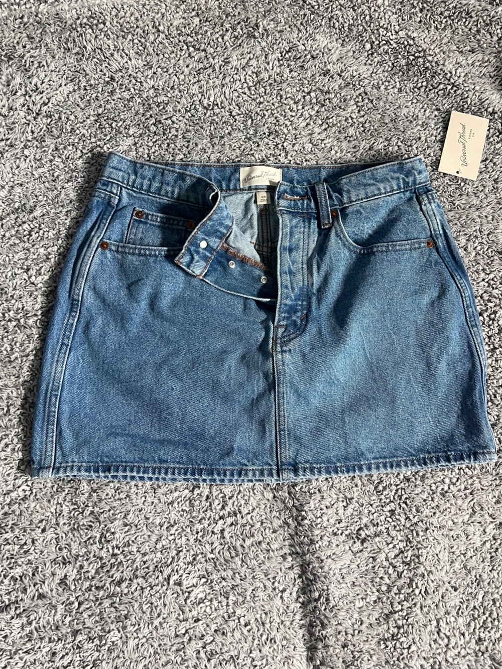 Universal Thread Light Blue Denim Skirt with Contrast Stitching